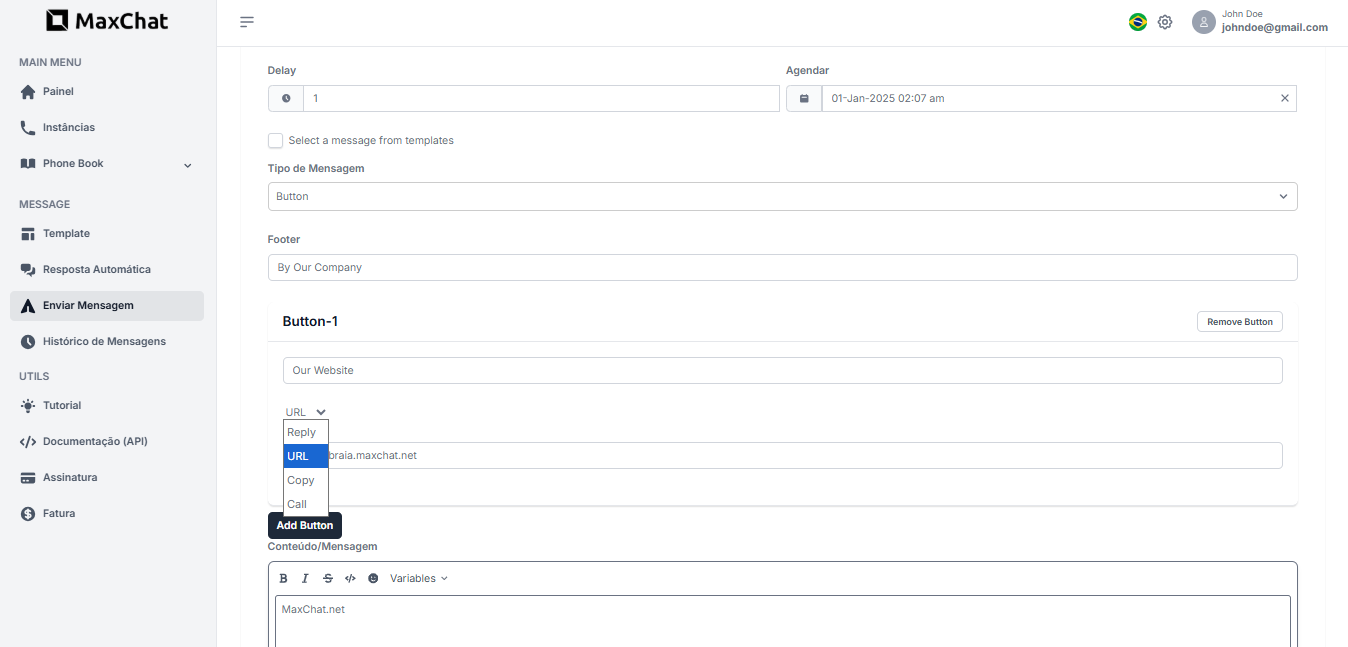 dashboard whatsapp api